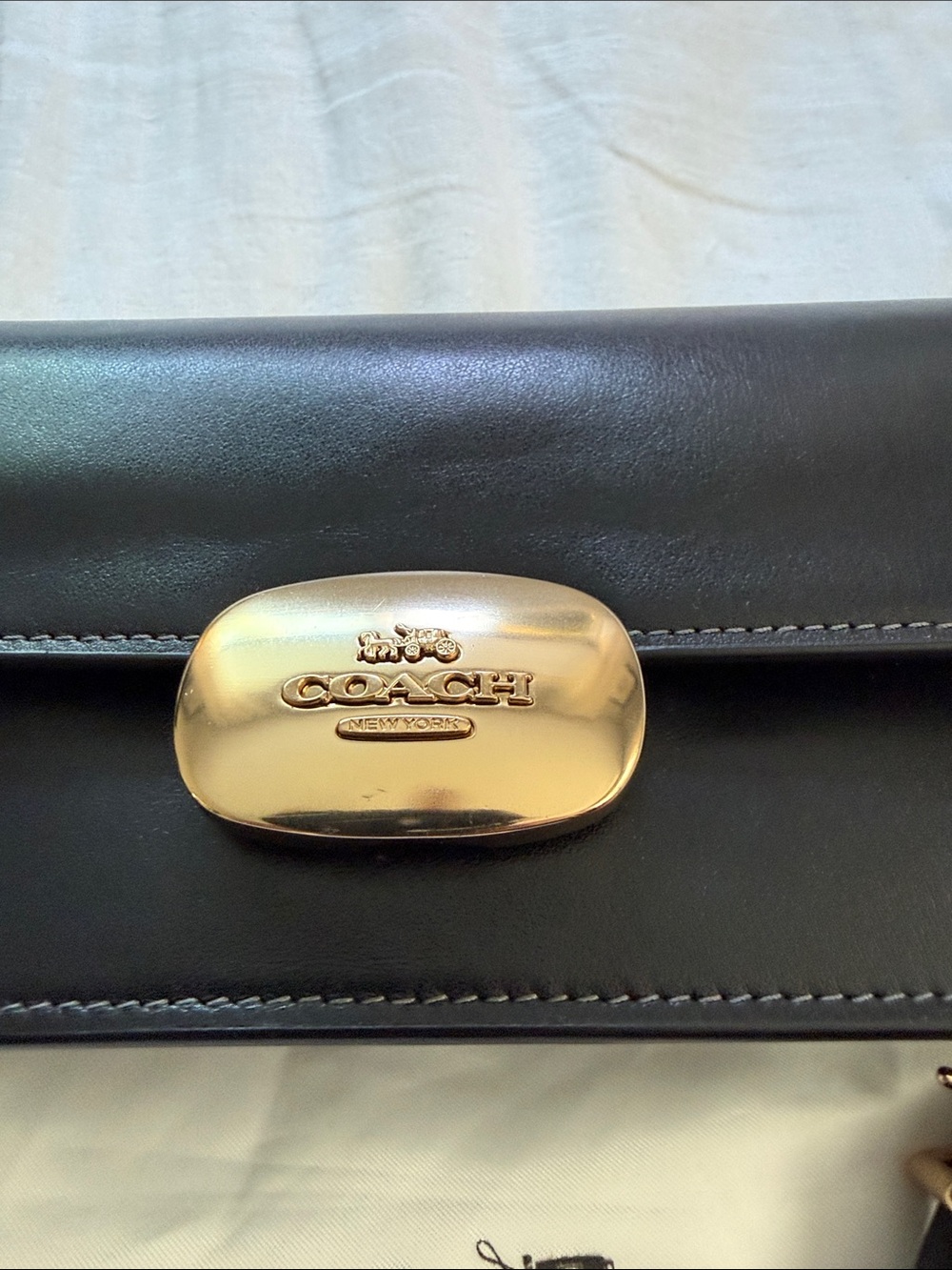 Coach Black Leather Crossbody with Gold-Tone Turnlock - Picture 4 of 14